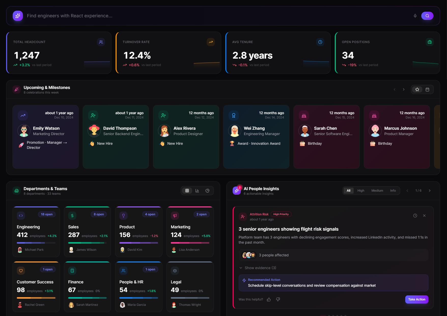 Streamline product interface showing People