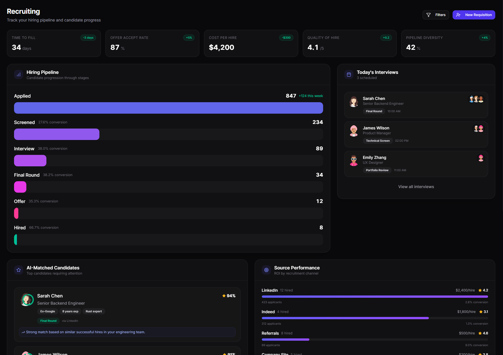 Streamline product interface showing Recruiting